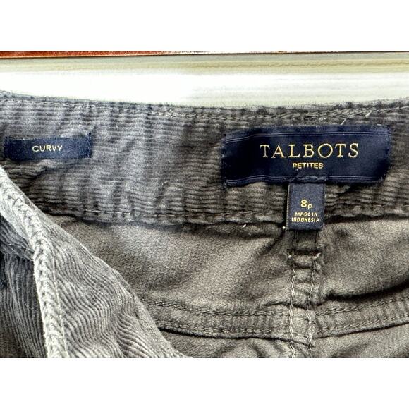 Talbots Pants Womens Sz 8P Five-Pocket Straight Leg Curvy Corduroy Charcoal Gray - Picture 3 of 4